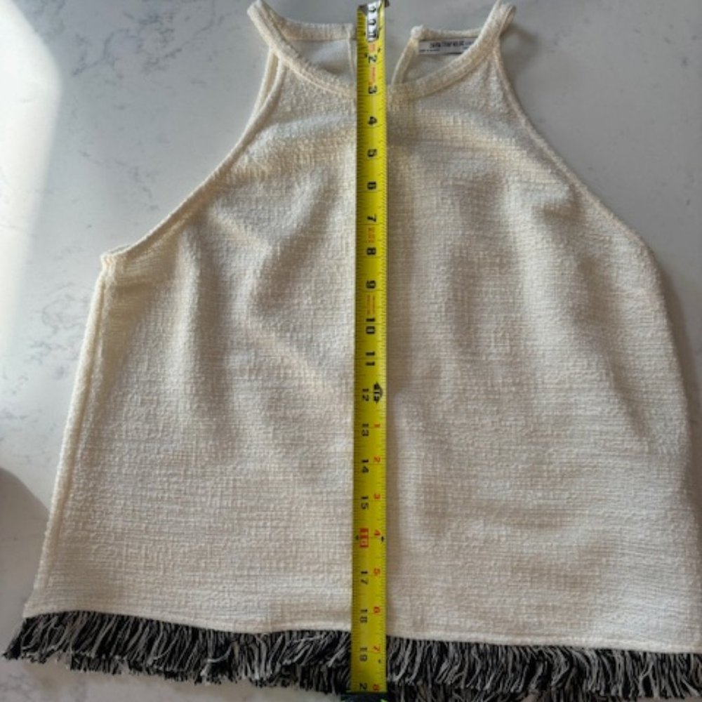 Zara tank shirt with bottom fringe trim - size small